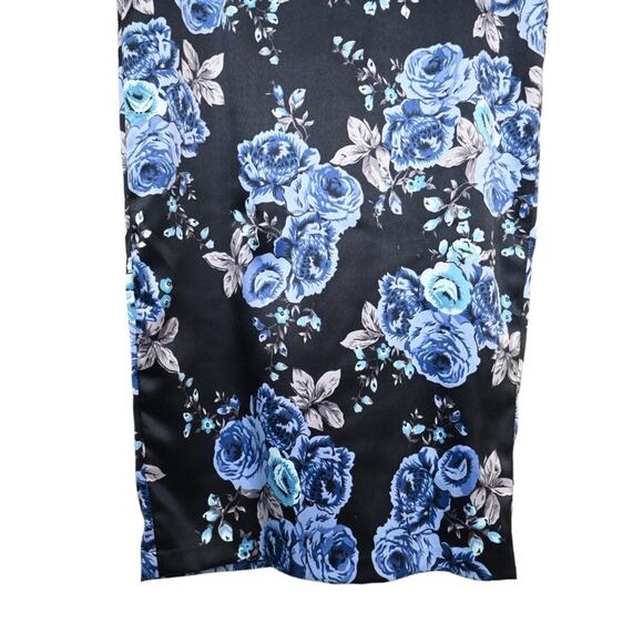 Pinup Girl Clothing by Laura Byrnes Blue Rose Satin Dress Womens M - Picture 6 of 9